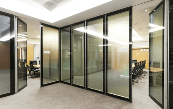 Model 2: Partition design combined with a sliding aluminum glass door for office convenience.